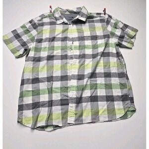 The North Face Shirt Mens XXL Green A D Gray Plaid  Short Sleeve Button Up